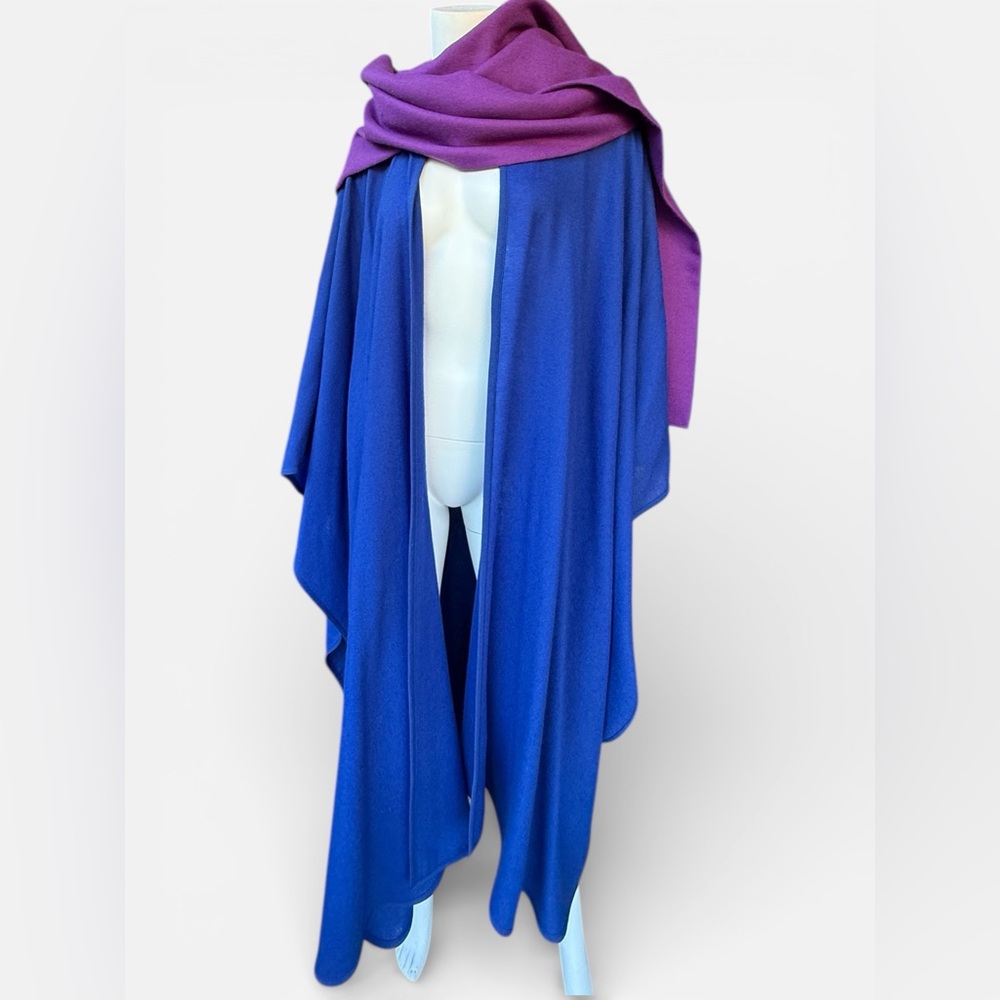 Vintage 70’s Yves Saint Laurent Rive Gauche royal blue Wool poncho